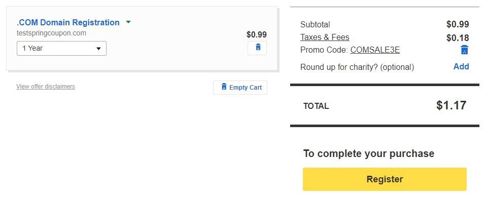 Another 99 Cents .COM Domain Coupon Found, Switch Plausible